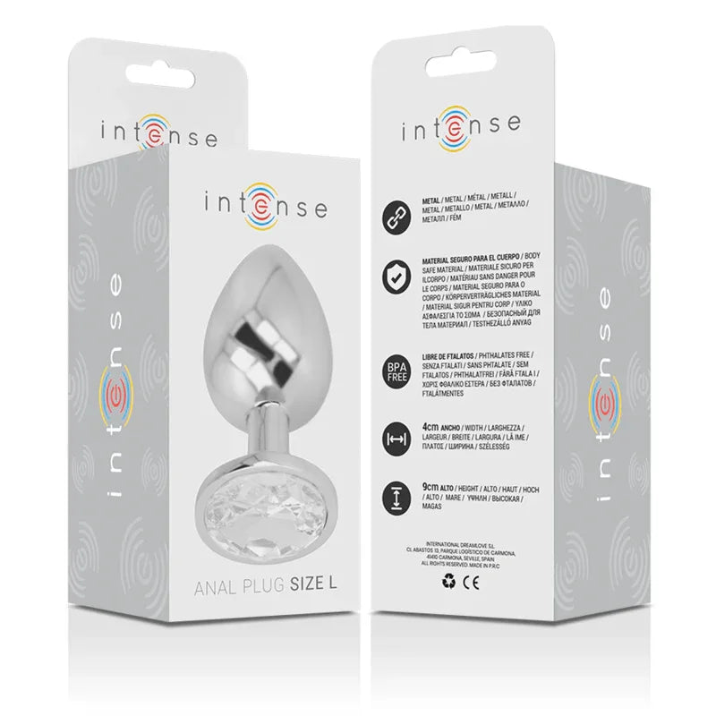 Intense – Plug Anal en Métal Aluminium avec Cristal Dargent taille l
