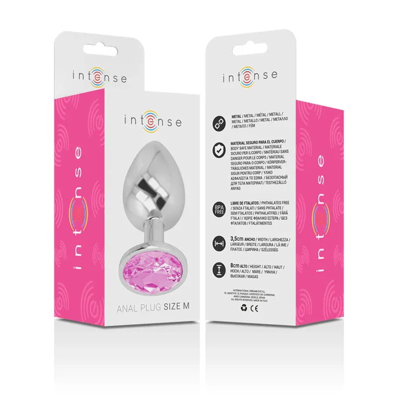 Intense – Plug Anal en Métal Aluminium avec Cristal Rose taille M