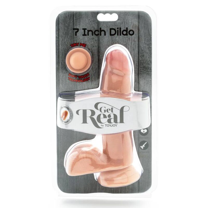 GET REAL - DILDO DE DOBLE DENSIDAD DE 12 CM CON BOLAS DE PIEL