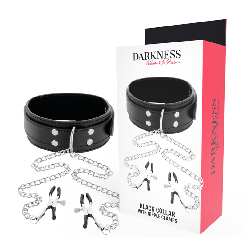 OSCURIDAD - COLLAR NEGRO CON PINZA PARA PEZONES
