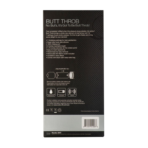 ROCKS-OFF - ESTIMULADOR DE PUNTO P DE 7 VELOCIDADES PARA EL LATIGUILLO DE GLÚTEOS, NEGRO