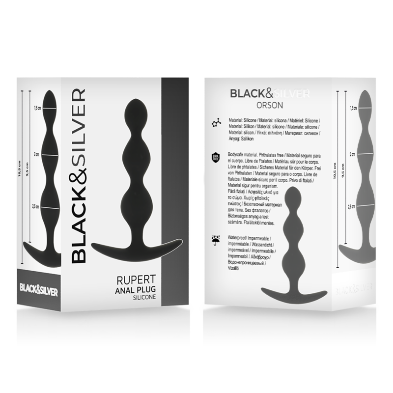 Chaîne à billes anal rupert 10 cm – Black & Silver