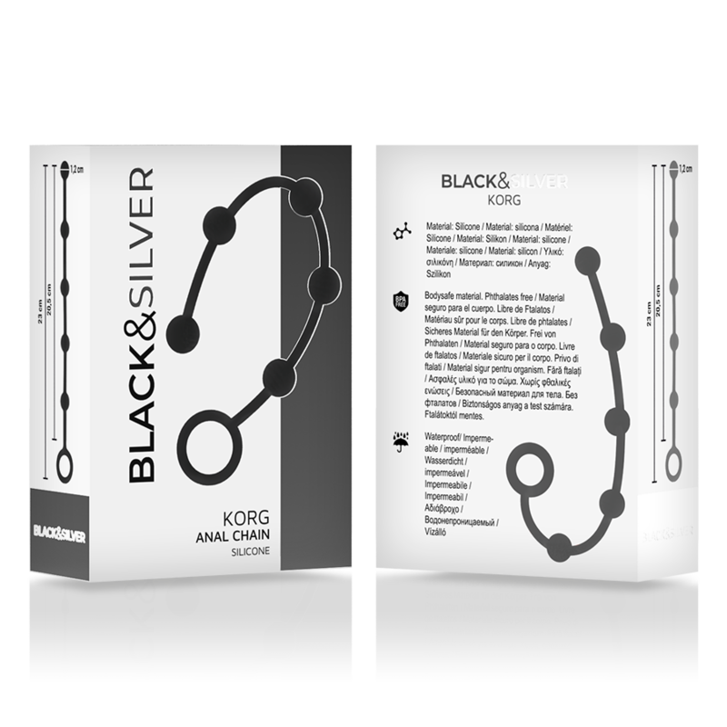 Chapelet anal korg silicone initiation 21 cm – Black & Silver