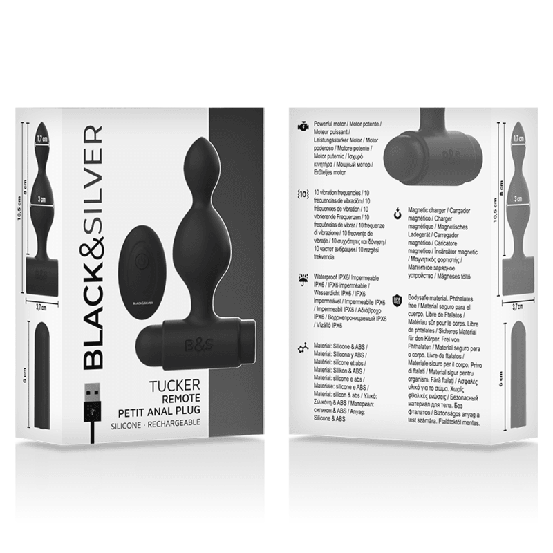 Tucker petite télécommande pour plug anal en silicone – Black & Silver