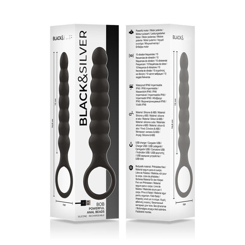 Dilatateur anal puissant en silicone bob – Black & Silver
