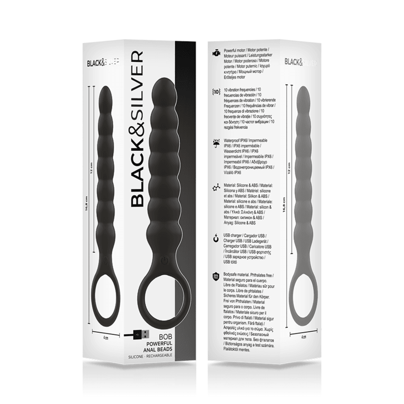 Dilatateur anal puissant en silicone bob – Black & Silver