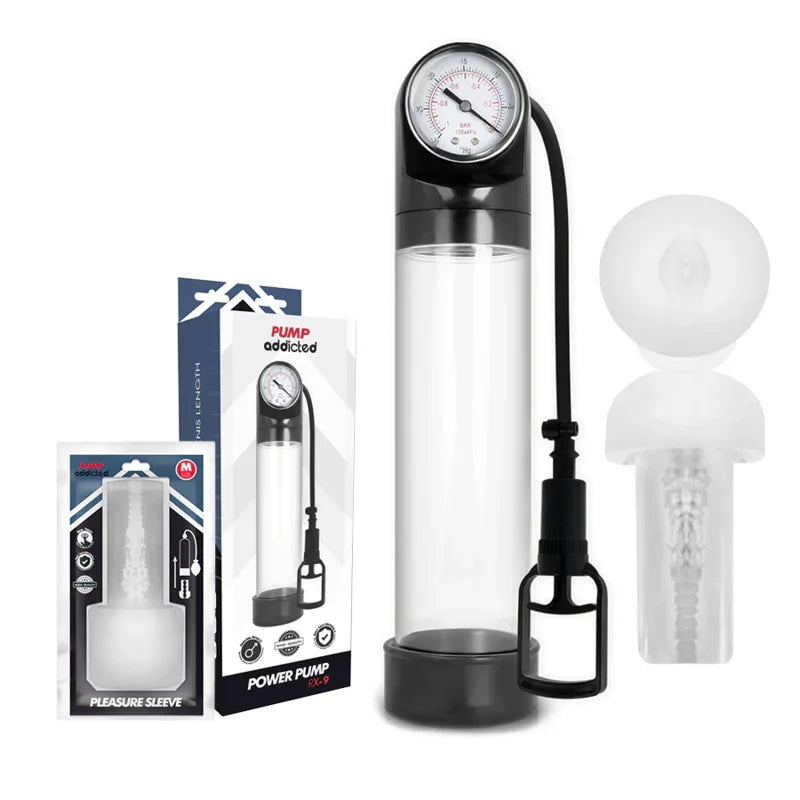 Pump Addicted – Rx9 Transparent avec Masturbateur