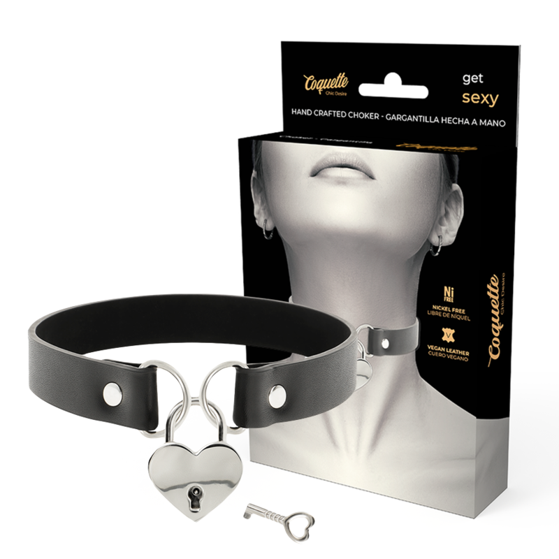 COQUETTE CHIC DESIRE - NECKLACE IN VEGAN LEATHER AVEC ACCESSOIRE COEUR AVEC CL?