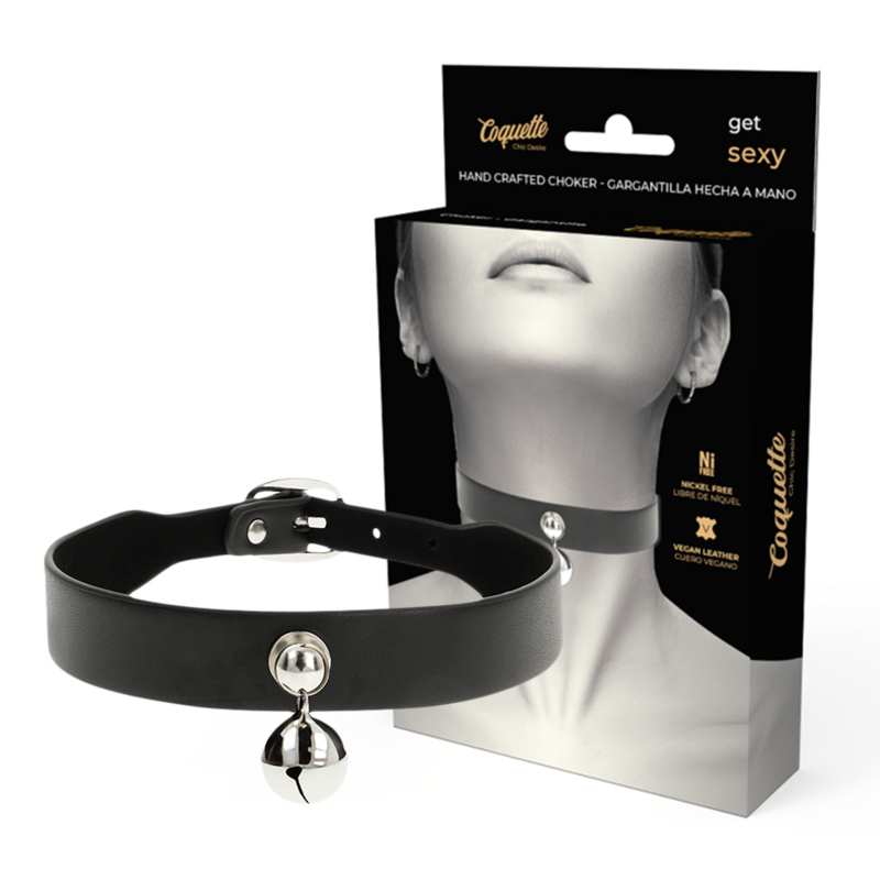 COQUETTE CHIC DESIRE - COLLAR DE CUERO VEGANO PARA MUJER CON SONAJERO