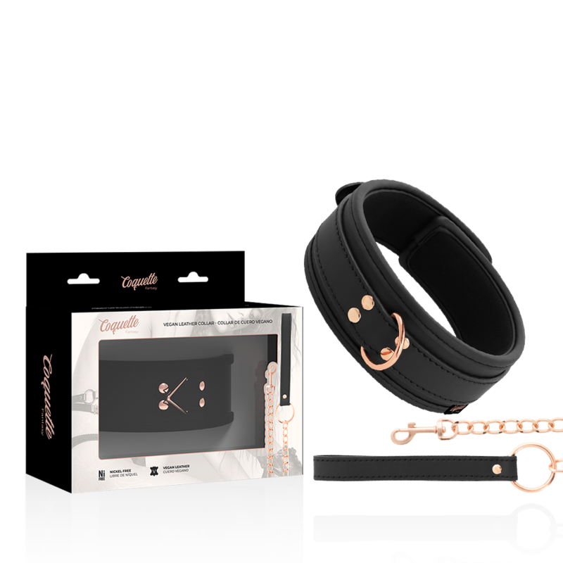 COQUETTE CHIC DESIRE - COLLAR DE ELEGANCIA EN CUERO VEGANO CON PULSERA Y FORRO DE NEOPRENO