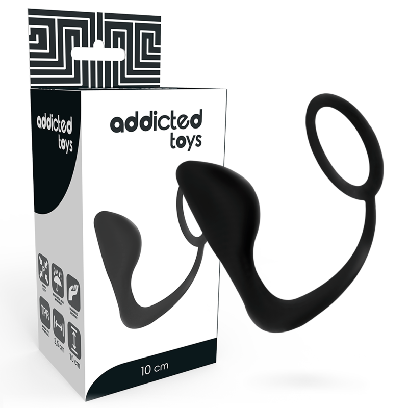 JUGUETES ADICTOS - PLUG ANAL CON ANILLO NEGRO PARA EL PENE