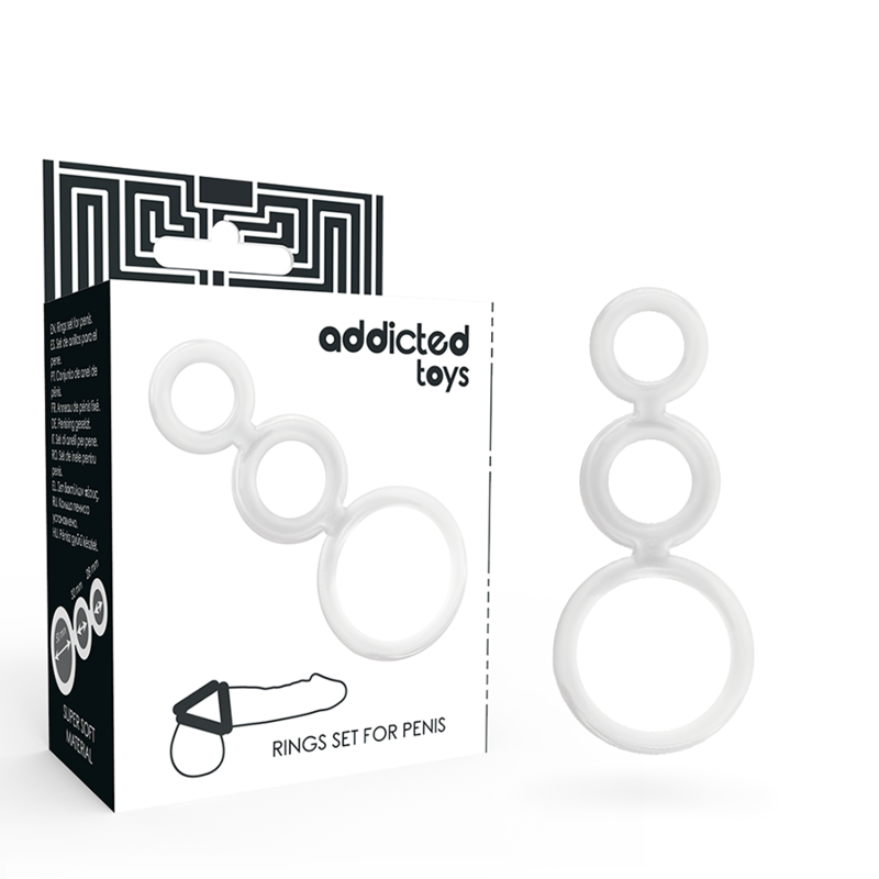 JUGUETES ADICTOS - SET DE ANILLOS PARA EL PENE TRANSPARENTES