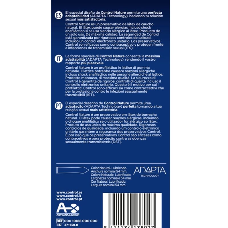 CONTROL - PRESERVATIFS ADAPTA NATURE 6 UNITS