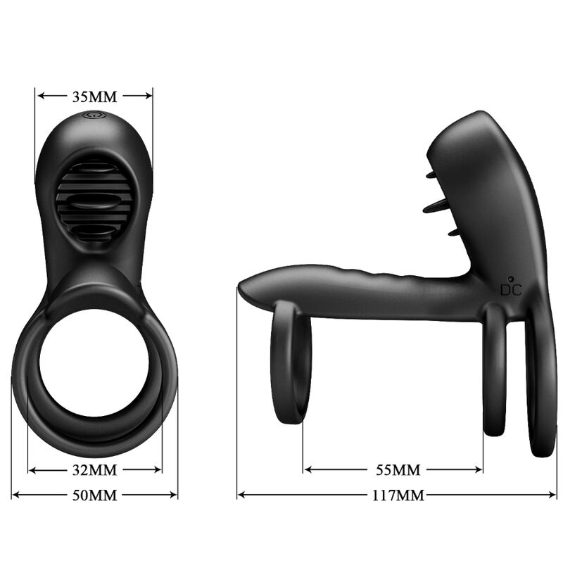 PRETTY LOVE - GAINE PÉNIS JAMMY 12 VIBRATIONS WITH LANGUE IN RECHARGEABLE SILICONE
