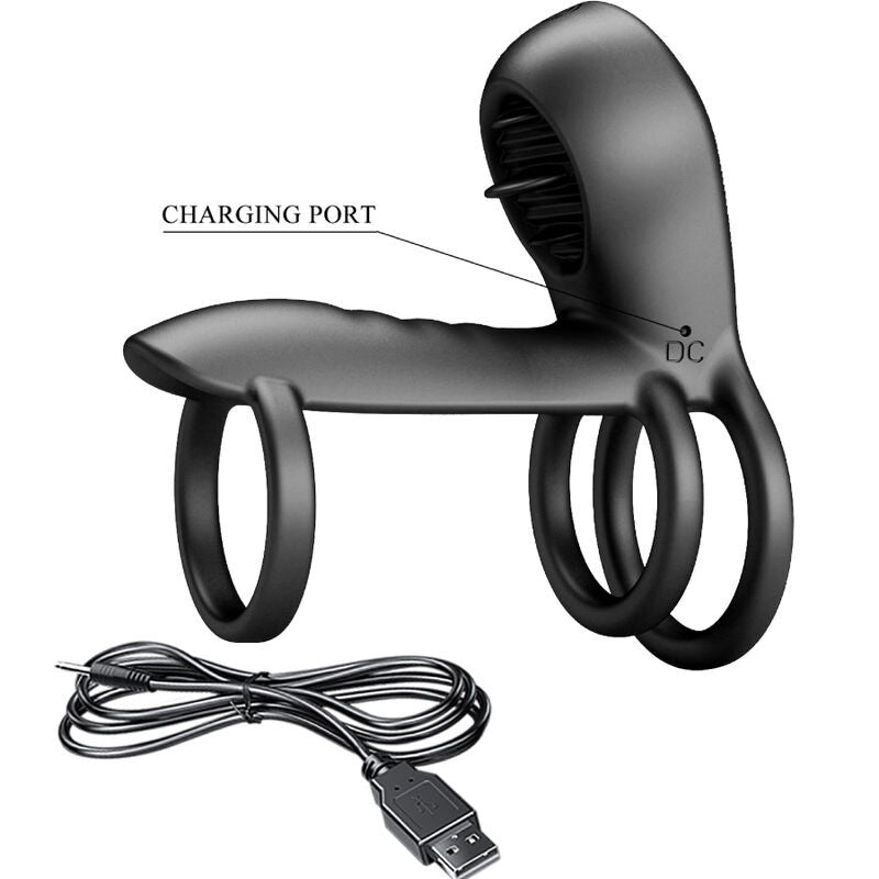 PRETTY LOVE - GAINE PÉNIS JAMMY 12 VIBRATIONS WITH LANGUE IN RECHARGEABLE SILICONE
