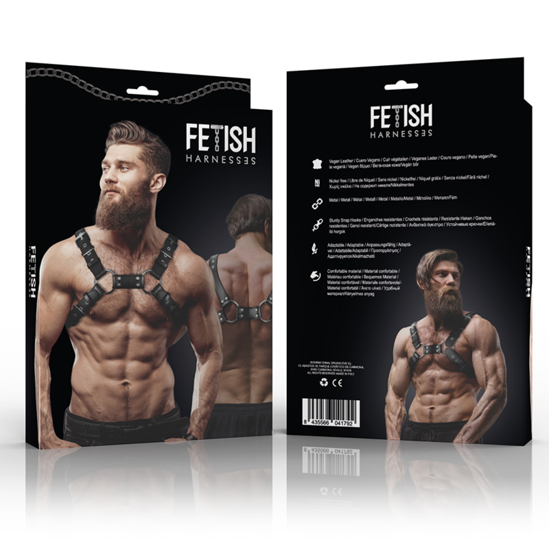 FETISH SUBMISSIVE ATTITUDE - HARNAIS DE POITRINE RÉGLABLE EN CUIR ECOLOGIQUE FOR HOME BULLDOG