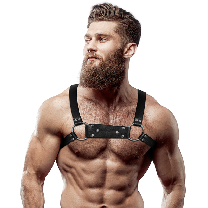 FETISH SUBMISSIVE ATTITUDE - HARNAIS DE POITRINE BULLDOG EN CUIR ECOLOGIQUE POUR HOMMES TAILLE M/L