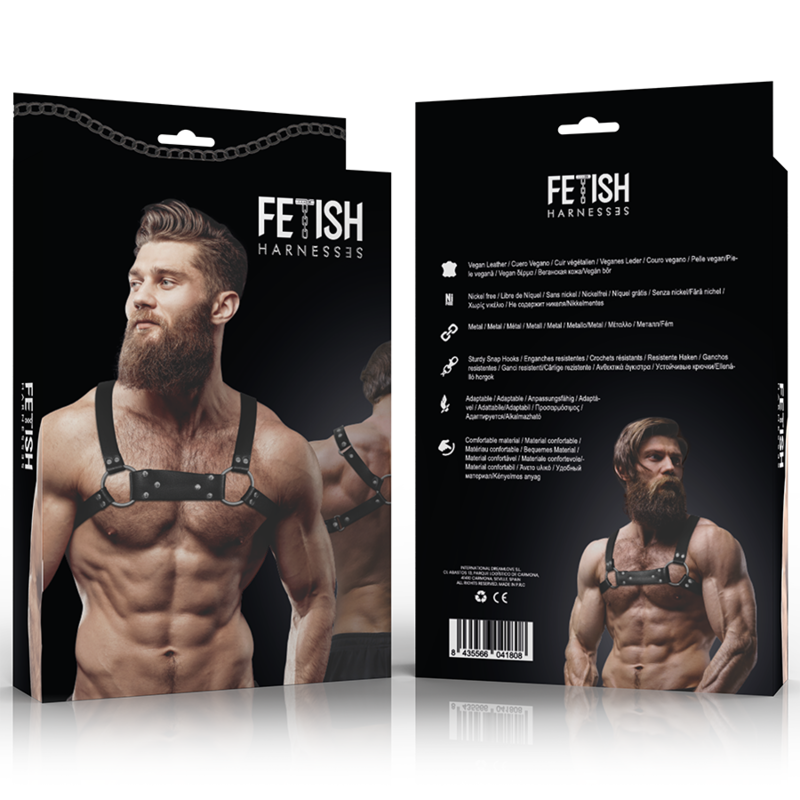 FETISH SUBMISSIVE ATTITUDE - HARNAIS DE POITRINE BULLDOG EN CUIR ECOLOGIQUE POUR HOMMES TAILLE M/L