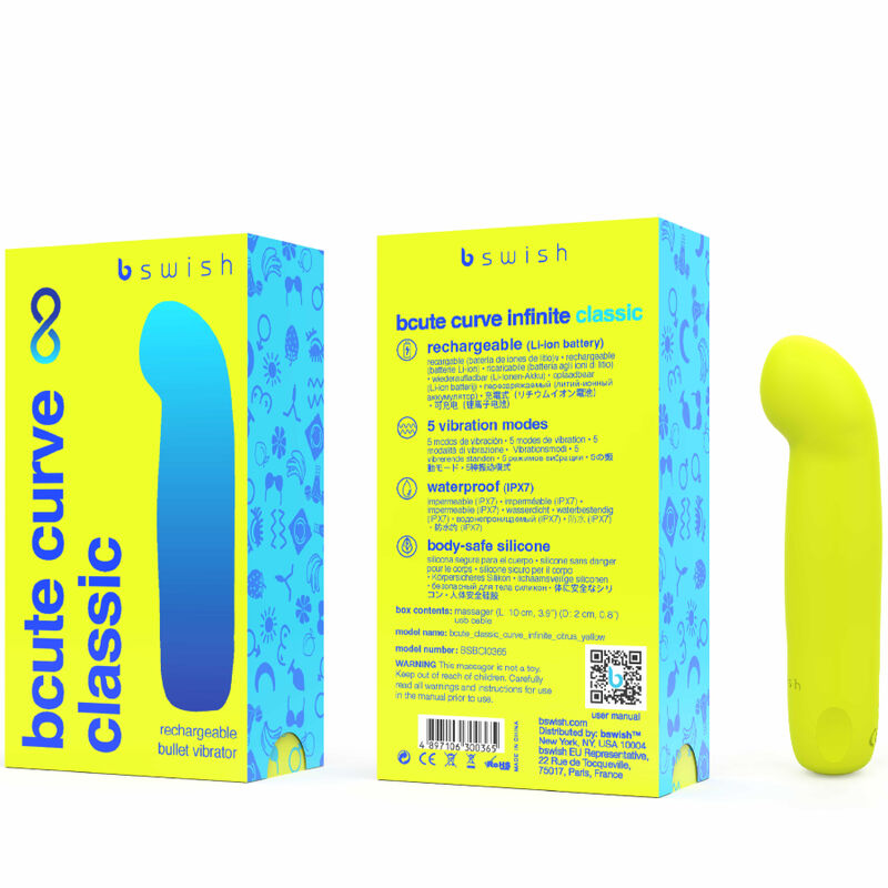 B SWISH - VIBRADOR DE SILICONA RECARGABLE BCUTE CURVE INFINITE CLASSIC AMARILLO