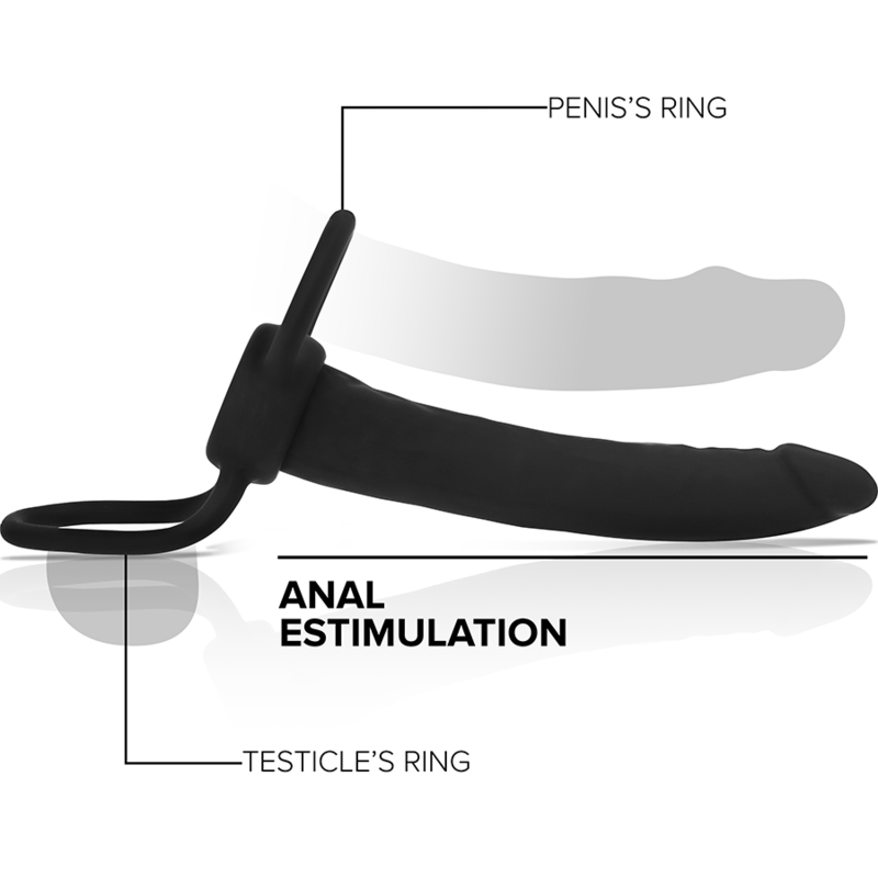 MITOLOGÍA - COBI ONYX DILDO ANAL CON ANILLO PARA EL PENE Y TESTÍCULO 13 CM EN SILICONA