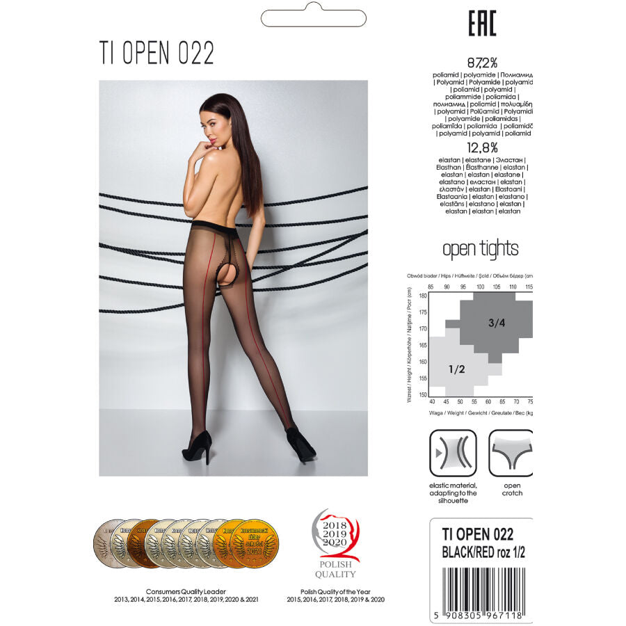 PASSION - TIOPEN 022 BLACK/RED 1/2 20 DEN STOCKINGS