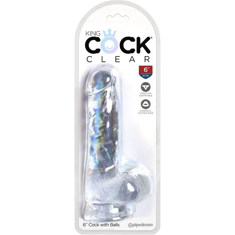 King Cock – Clear Pénis Réaliste avec Boules 13.5 cm Transparent