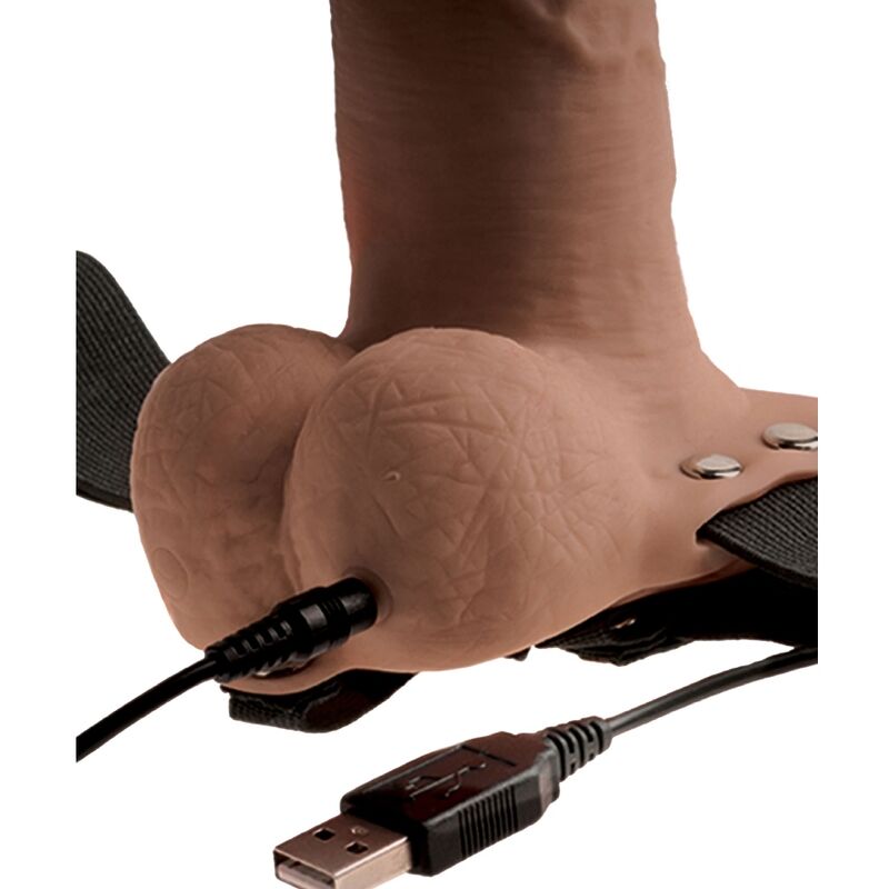SERIE FETISH FANTASY - ARNÉS AJUSTABLE PENE REALISTA CON TESTICULOS RECARGABLES Y VIBRADOR 15 CM