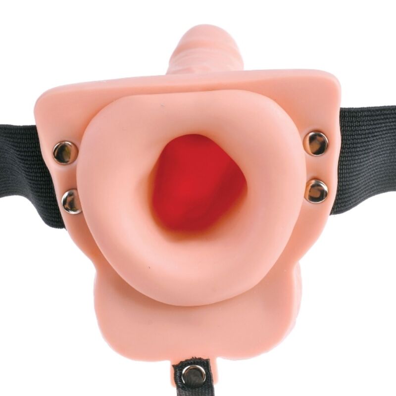 FETISH FANTASY SERIES - ARNÉS AJUSTABLE CONTROL REMOTO PENE REALISTA CON TESTICULOS RECARGABLES Y VIBRADOR 15 CM
