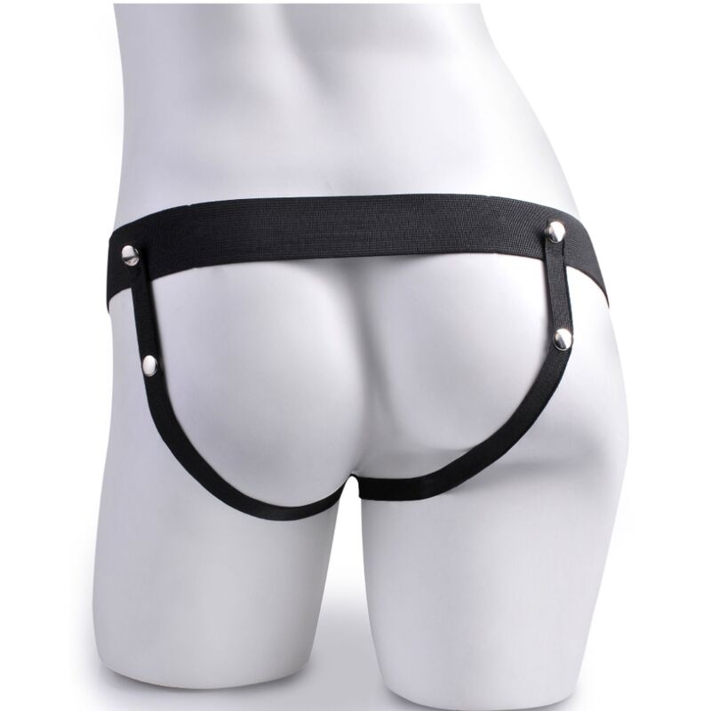 FETISH FANTASY SERIES - ARNÉS AJUSTABLE CONTROL REMOTO PENE REALISTA CON TESTICULOS RECARGABLES Y VIBRADOR 15 CM