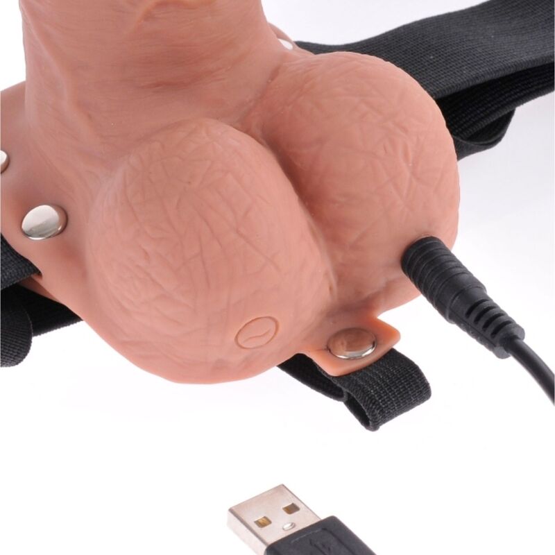 FETISH FANTASY SERIES - HARNAIS RÉGLABLE PÉNIS RÉALISTE AVEC BALLES RECHARGEABLES ET VIBRATEUR 17.8 CM
