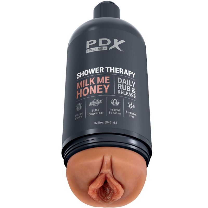 PDX PLUS - MASTURBADOR STROKER DISEÑO DE BOTELLA DISCRETO MILK ME CHAMPÚ DE CARAMELO DE MIEL