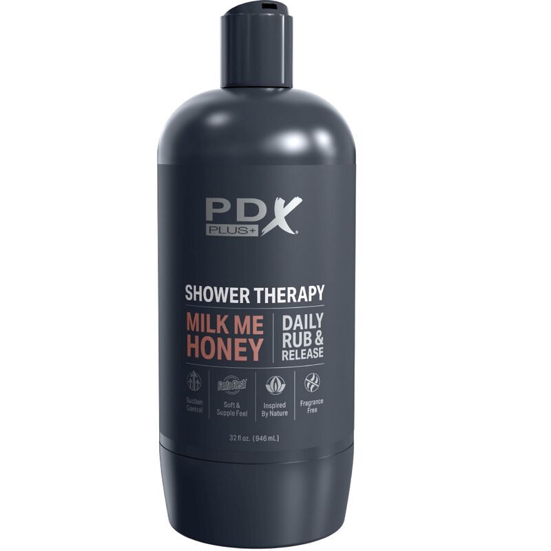 PDX PLUS - MASTURBADOR STROKER DISEÑO DE BOTELLA DISCRETO MILK ME CHAMPÚ DE CARAMELO DE MIEL