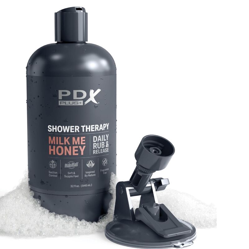 PDX PLUS - MASTURBADOR STROKER DISEÑO DE BOTELLA DISCRETO MILK ME CHAMPÚ DE CARAMELO DE MIEL