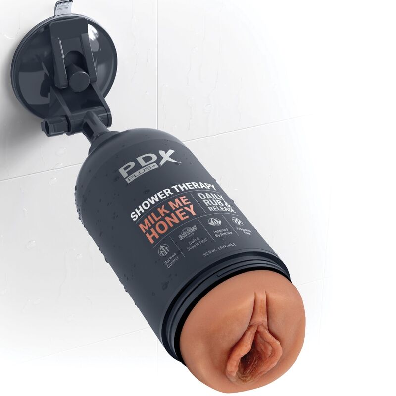 PDX PLUS - MASTURBADOR STROKER DISEÑO DE BOTELLA DISCRETO MILK ME CHAMPÚ DE CARAMELO DE MIEL