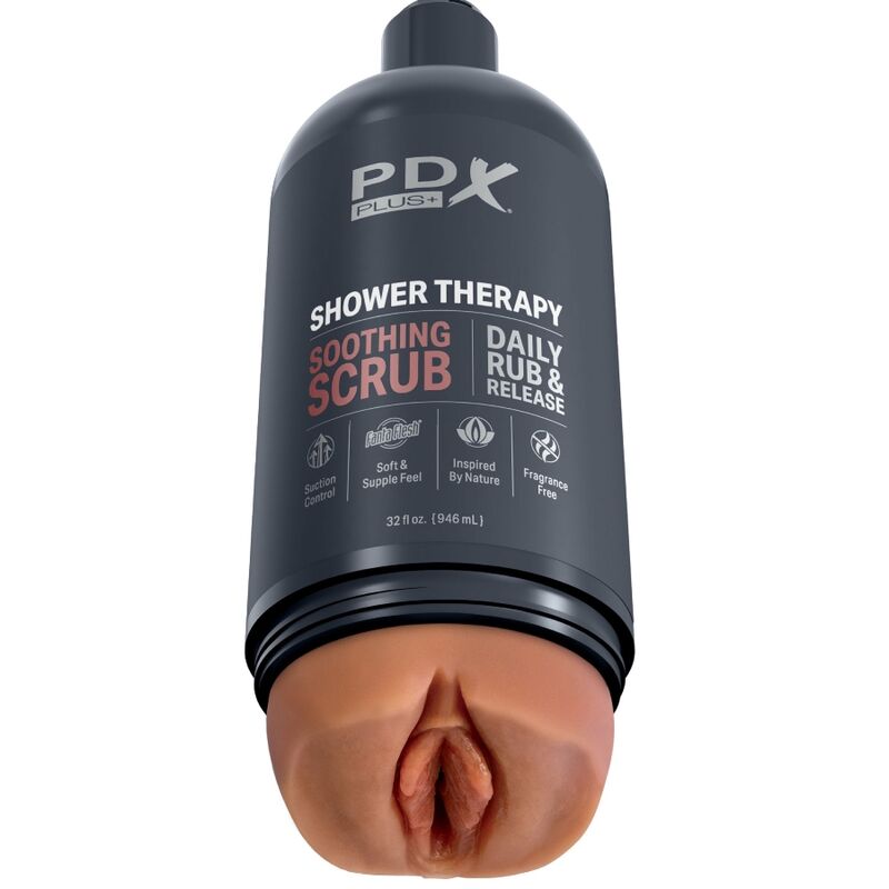 PDX PLUS - MASTURBADOR STROKER DISEÑO DE BOTELLA DISCRETO EXFOLIANTE CALMANTE CHAMPÚ DE CARAMELO