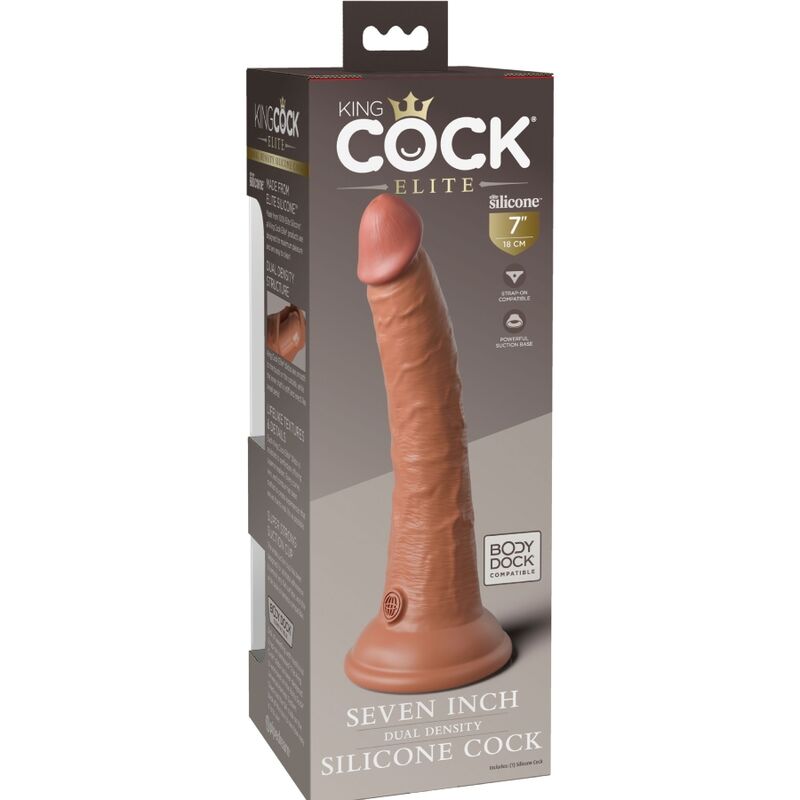 KING COCK - ELITE GODE REALIZED IN SILICONE 17.8 CM CARAMEL