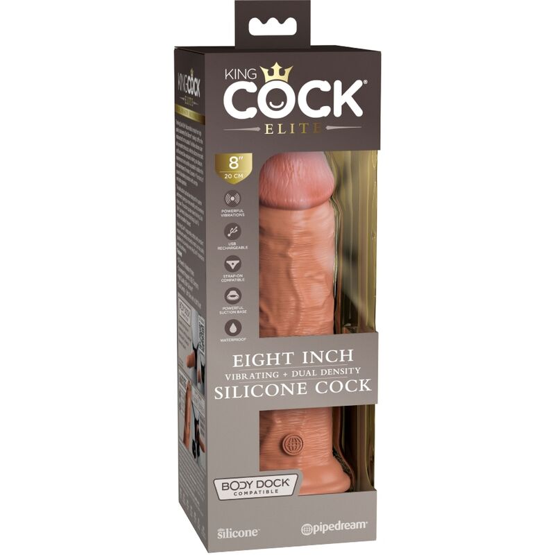 KING COCK - DILDO REALISTA ELITE VIBRADOR Y DE SILICONA 20,3 CM CARAMELO