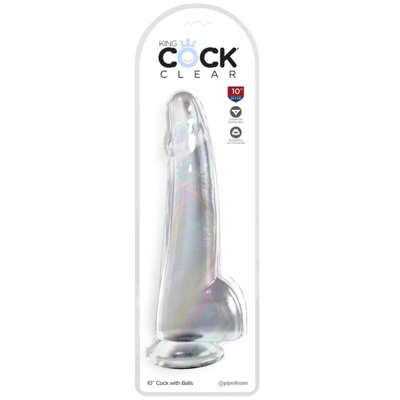 KING COCK - DILDO TESTICULOS TRANSPARENTES 19 CM