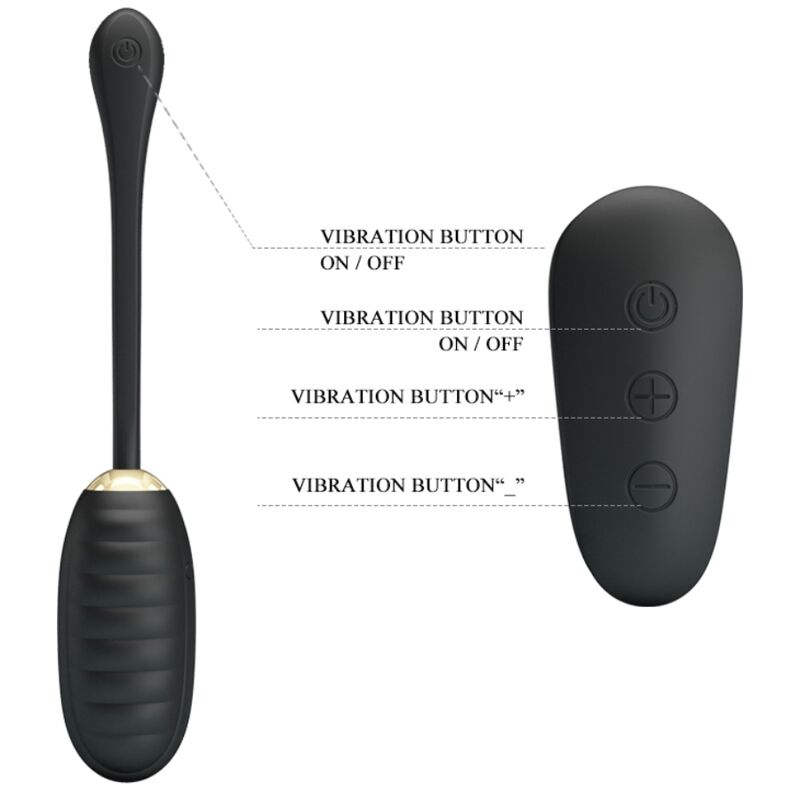 PRETTY LOVE - DOREEN OEUF VIBRANT RECHARGEABLE DE LUXE NOIR TÉLÉLÉCOMMANDE
