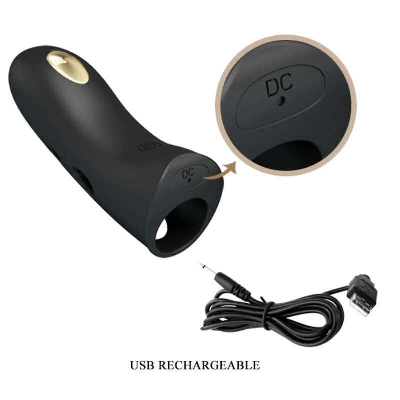 PRETTY LOVE - FUNDAS PARA DEDOS CON ELECTROESTIMULADOR MARICO NEGRO