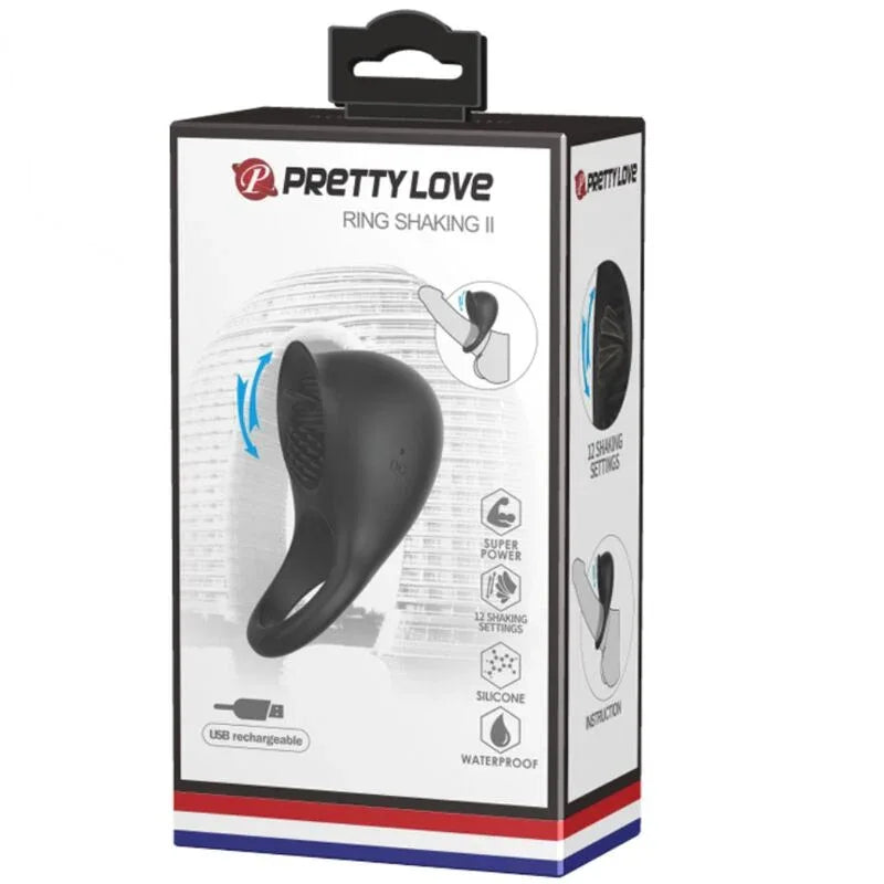 Pretty Love – Anneau Pénis Vibrant avec Langue Noire
