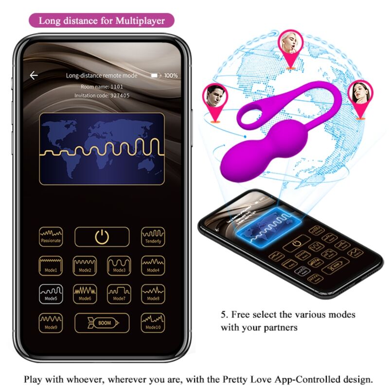 PRETTY LOVE - ELVIRA VIOLET RECHARGEABLE VIBRATING BALLS
