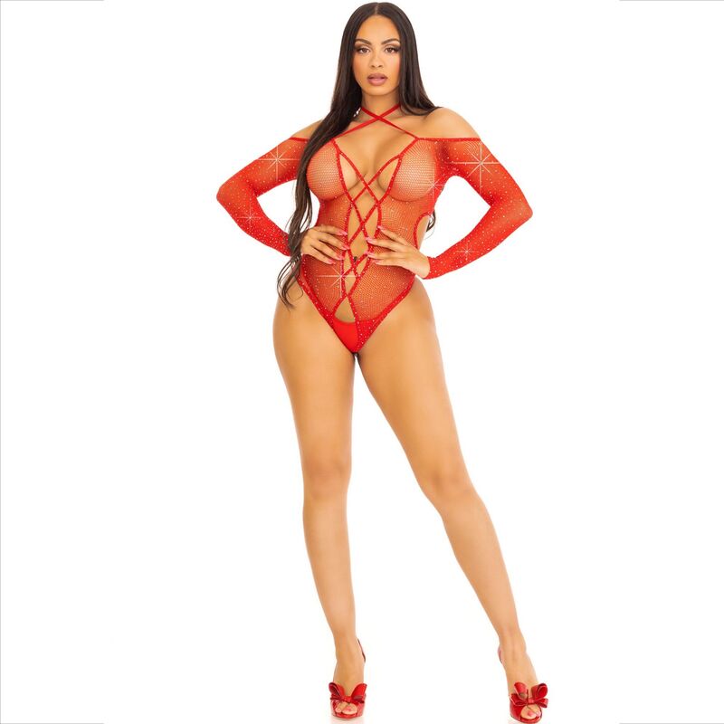 LEG AVENUE - CUERPO SIN ENTREPIERNA CON ROJO BRILLANTE
