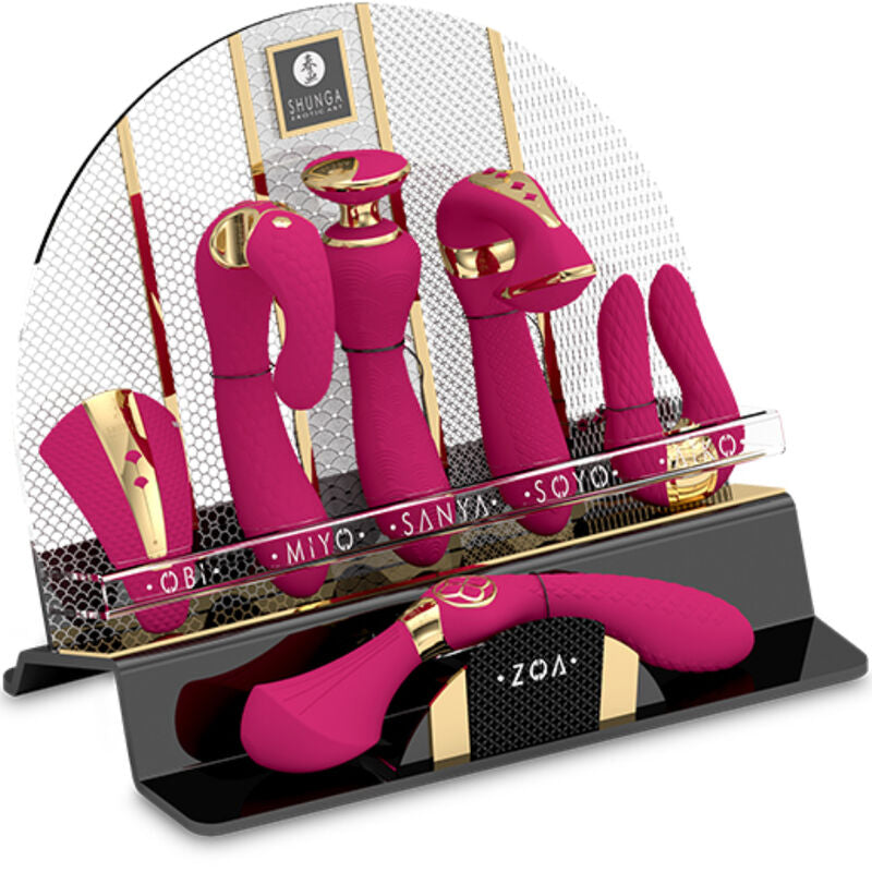 SHUNGA - EXPOSITOR DE 6 MASAJES ÍNTIMOS FUCSIA