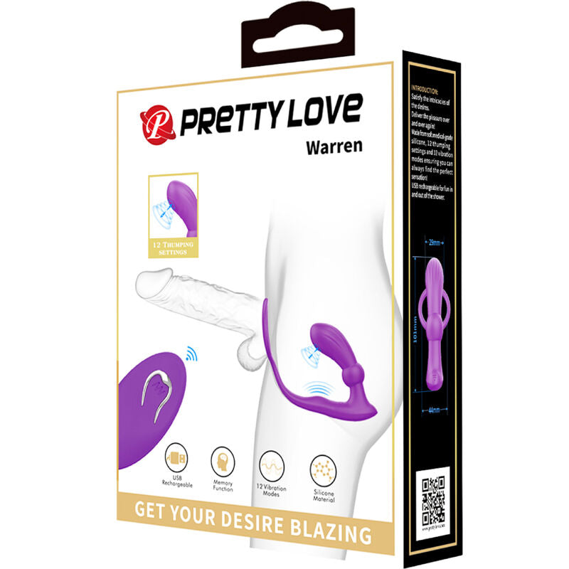 PRETTY LOVE - ANILLO WARREN Y VIBRADOR ANAL MORADO