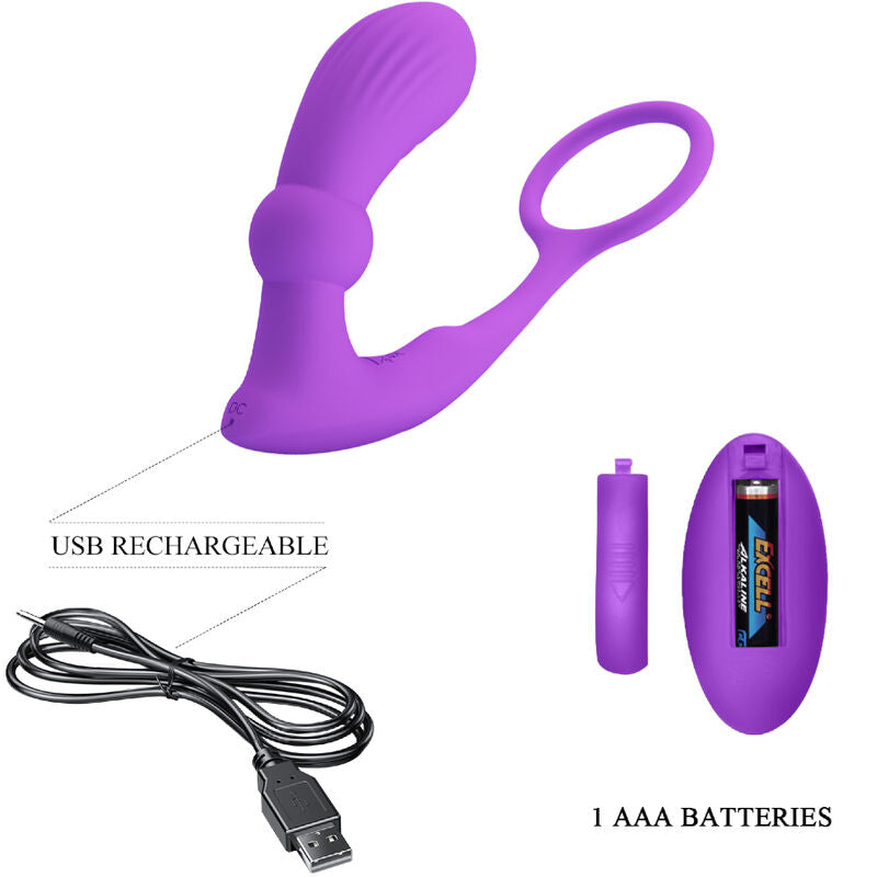 PRETTY LOVE - ANILLO WARREN Y VIBRADOR ANAL MORADO