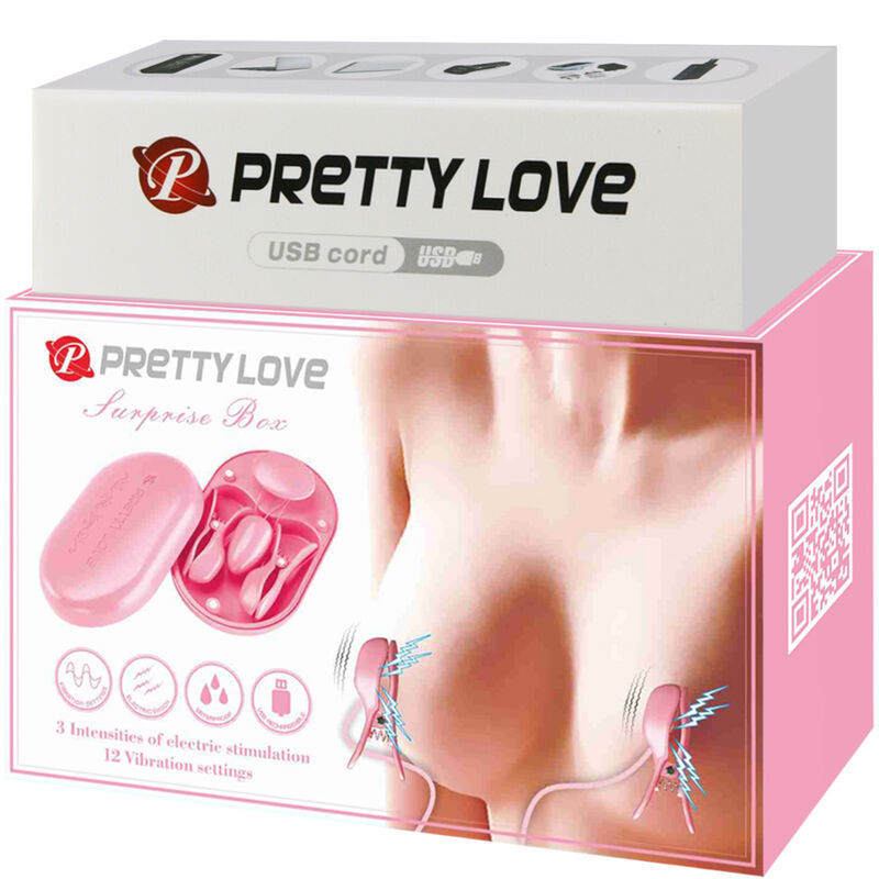 PRETTY LOVE - CAJA SORPRESA DE PINZAS DE ELECTROESTIMULACIÓN ROSAS