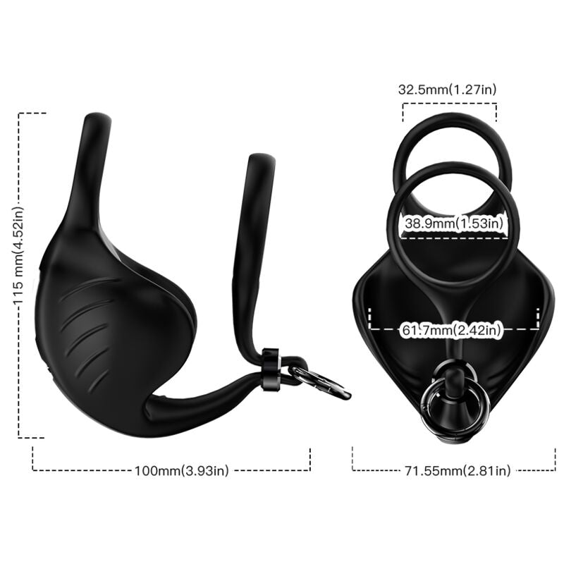ARMONY - ANNEAU VIBRATEUR MANTA SCROTUM TÉLÉLÉCOMMANDE NOIR
