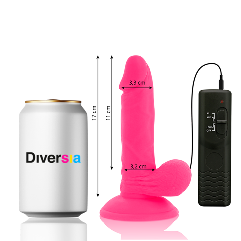 DIVERSIA - VIBRANT FLEXIBLE DILDO ROSE 17 CM -O- 3.3 CM