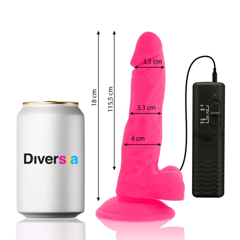 DIVERSIA - VIBRANT FLEXIBLE DILDO ROSE 18 CM -O- 4 CM